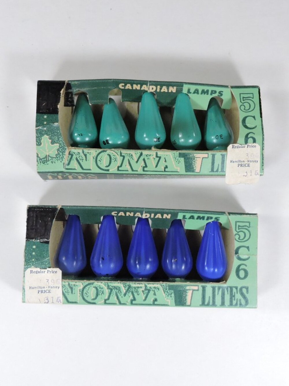 2 Vintage Pkg Noma C6 Christmas Lights (10 Lamps Total) Working - 1950's era